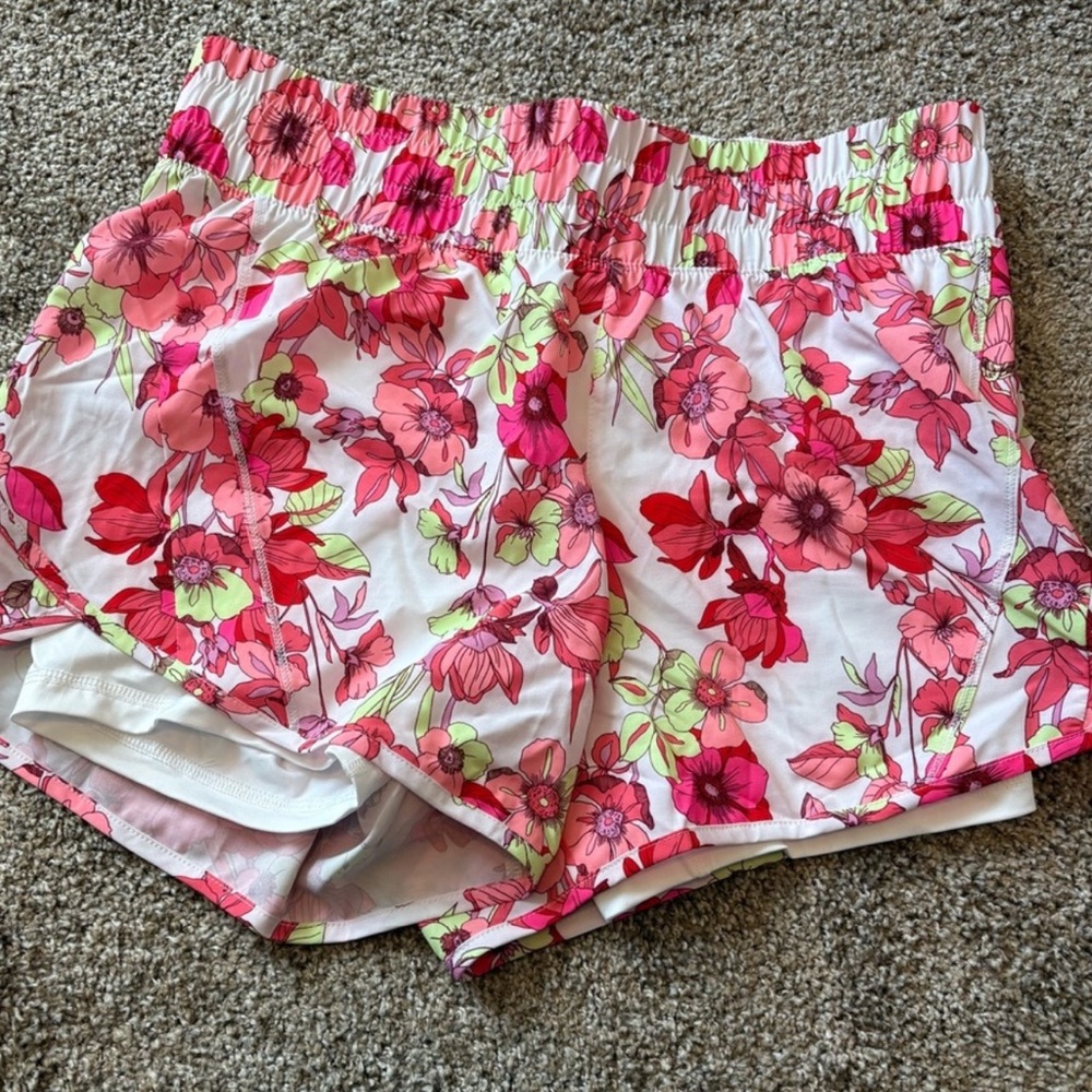 Avia Floral Athletic Shorts - Pink and Green